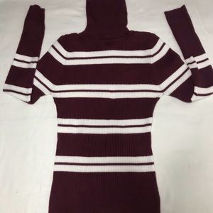 Maroon and white striped Turtle neck